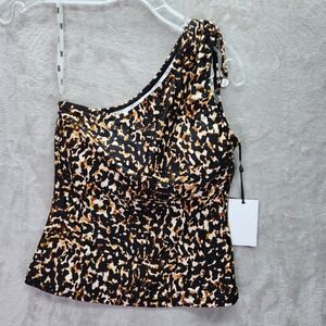 DKNY Tankini Top Womens Size XS One Shoulder Swim Removable Cups‎ UV Protection